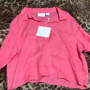 Cynthia Rowley Vibrant Pink Linen Shirt